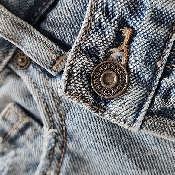 HIDDEN L.A New Jeans The Peyton Denim Asymmetrical Wrap Wrap Mini-Skirt Size L - Picture 10 of 16